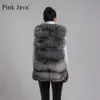Women's Fur Faux pink java 8047 arrival natural fur coats real vest raccoon women coat winter clothes gilet 231115