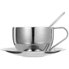 Dinnerware Sets 1 Set Coffee Cup Stainless Steel Double Wall Mug With Saucer Spoon