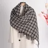 Scarves Fashion Plaid Fringe Cashmere Scarf For Women Versatile Coldproof 2023 Autumn Winter High Street Casual Female Shawl