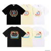 Diseñador Ropa de moda Camiseta de lujo para hombre Camisetas casuales Pequeña belleza Tendencia Rhude New Hopps Impresión Alta calidad Doble hilo Algodón puro Camiseta de manga corta suelta M