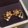 Stud Earrings Fine Jewelry 925 Sterling Silver Natural Citrine Gemstone For Women Party Gift Girl Marry Got Engaged