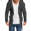 Parkas pour hommes hommes sweats à capuche Long Cardigan hommes Trench manteau fermeture éclair hommes manteau doux à capuche coupe-vent hommes vestes SweatshirtL231115