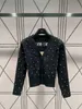 Women's Jackets designer Mi * 23s Autumn and Winter New Heavy Industry Embroidery Studded Diamond V-Neck Knitted Cardigan Sweater Top Coat Overlay UHR0