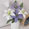 Dekorativa blommor konstgjorda lily virkade handstickade söt bukett handvävd festblomma gåvor hem bröllopsdekor