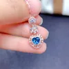 Pendant Necklaces 2023 Blue Gem Zircon Necklace Rose Gold Color Women Temperament Cocktail Party Jewelry Valentine's Day Gift