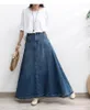 Skirts 2023 Long Maxi A-line Skirt Women Elastic Waist Spring Autumn Denim Jeans Vintage Big Hem M-2XL