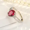 Solitaire Ring Klassieke ring 925 zilveren sieraden met ovale robijn Zirkonia Edelsteen Open vingerring Geschikt voor Dames Bruiloft Feest Belofte Geschenk Decoratie 231115