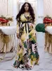 Ethnische Kleidung Chiffon-Druck Dashiki Afrikanische Kleider für Frauen Kaftan Elegantes Kleid Damen Langarm Maxi Boho Kleid Boubou Africain Femme