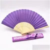 Party Favor personnalisée Luxurious Silk Fold Hand Fan Fabricant de logo Gravé personnalisé AVANTS AVEC BOX BOX BOX FAVORS FAVOR DROP DE DHHTC