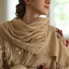 Scarves 132cm Length Autumn Spring Women All-match Handmade Crochet Floral Embroidered Knitted Woolen Scarf/Cape