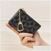 Key Rings Coin Pouches Keychains Car Key Chains Rings Holder Pu Leather Zipper Bag Black Triangle Plaid Brown Flower Pendant Design KE DHWTH