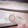 Kvinnors klockor Sinobi Fashin White Ceramic Strap Woments Watches Top Luxury Stainless S Ladies Quartz Wristwatches High Quality Women's Clock 231115