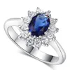 Blue Gem Created Blue Crystal Silver Color Wedding Finger Crystal Ring Brand Jewelry for Women