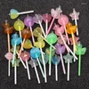 Charms 10st Mix Color Size Bling Glitter Heart Round Duck Star Lollipop Harts For Earring Kawaii 3D Keychain Jewelry Making