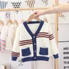 Pullover Kids Knit Sweater Children's Wear Wholesale Children Wear Striped Jacket Girl Sweater Boy's Sweater Cardigan 1-7Y 231115