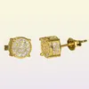 UNISEX UOMINI DONNE ORECCHI Stucchetti giallo in oro bianco scintillante oro di diamante simulato per uomo Women8002366