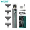 Aparador de cabelo vgr t9 masculino clipper profissional máquina corte metal display led barbeiro elétrico para homem v009 231115