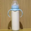 8oz sublimatie babyvoeding fles roestvrij staal sippy cup met tepelhandgreep 8oz onbreekbare witte baby verpleegkundige fles voor sublimat ngrt