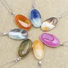 Kolye Kolyeleri Doğal Karışık Renk Agates Kolye Oniks Oval Seyirler Taş Reiki Charms DIY Mücevher Yapımı Küpe Aksesuarları