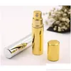 Packing Bottles Wholesale Brilliant Gold Sier 5Ml Refillable Portable Mini Per Bottle Traveler Aluminum Spray Atomizer Empty Parfum Dr Dh1X3