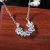 Anhänger Halsketten Trendy Silber Überzogene Olivenblatt Für Frauen Glanz CZ Stein Inlay Ketten Mode Schmuck Party Geschenk