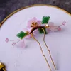 Hair Clips Chinese Flower Pink Daisy Comb Coil Hairpin Ancient Cheongsam Performance Glazed Headdress