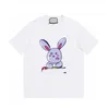 Högkvalitativ färgbokstav Mens T-shirts Famous Designer Rabbit Dog Letter Graffiti Tryck på kort ärm Tes T-shirts Pullover Men's and Women's T-shirt par topp