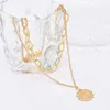 Anhänger Halsketten Böhmische Mode Vierschichtige Goldene Farbe Halskette Runde Blume Quaste Baumeln Für Frauen Party Geschenk Dress Up Schmuck