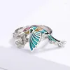 Necklace Earrings Set TIOWIOS 2023 Pastoral Bird Flower Enamel Three Creative Hummingbird Color Animal Ring Party Gift For Women