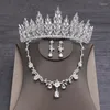 Necklace Earrings Set Luxury Bridal Headwear Rhinestone Tiara Pageant Birthday Crowns Wedding Headpiece Alloy Women