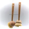 Cleaning Brushes 144Pcs/Lot Long Handle Pan Pot Brush Wood Round Head Dish Bowl Tableware Washing Kitchen Floor Tool Drop Delivery H Dhlti