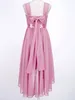 Flickans klänningar Kids Girls Elegant Chiffon Ruched Party Dress Shiny paljett ärmlös hi-lo hem maxi bollklänning prinsessa bröllop födelsedag klänning 231114