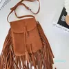 Zamszowy iPhone Tassels Crossbody Płaskie torby na ramię klap torebka kobiet