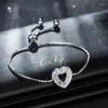 Charm Bracelets Ins Pulsera de mujer Cadena de caja chapada en plata de platino Zircon austriaco Corazón de amor ahuecado para mano