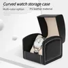 Boîtes à montres Boîtier de montre unique Étui de voyage en cuir PU pour montre avec coussin amovible Étui de rangement pour bijoux Organisateur Boîte de montre carrée portable 231114