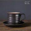 머그잔 세라믹 커피 머그잔 접시 세트 빈티지 일본 우유 영어 애프터눈 티 간단한 스타일 거친 도자기 컵