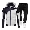 Men s Sweaters 2023 Atumn and Winter Sports Splicing Coats S 3XL Casual Long Sleeve Pants Hoodeds Suit Double Zipper 231114