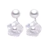 Stud -oorbellen S925 Sterling Silver High Gloss Natural Pearls Deep Sea Shell Rose Sweet Girl's Earring