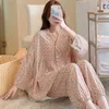 Thuiskleding Zomer Lente Nachtkleding Lange mouwen Katoen Zijden Pyjama Pak Casual Homewear Dames Meisjes Grote maat Pyjama Sets R231115