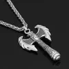 Pendentif Colliers Hommes Viking Axe Amulette Collier Nordique Avec Sac Cadeau