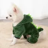 Dog Apparel Pet Dinosaur Costume Coral Fleece Warm Cat Hoodie Sweater Cute Autumn And Winter Puppy FourLegged Dino Cosplay Clothing 231114