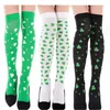 Party Dressing Irish Green Stockings Clover Striped Socks Over Knee Socks St. Patrick's Day Striped Silk Socks Gift