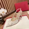 Scarpe con tacco alto da donna Sandali estivi con tacco sottile Scarpe a punta Décolleté con bottone a V francese