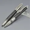 Alto con bolígrafo de fibra de carbono negro / rodillo de oficina Calidad Crystal Luxurs Bolígrafo Papelería Recarga Plumas Vkoxm