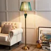 Floor Lamps American Vintage Ceramic Led Lamp Living Room Study Remote Control Dim Standing Bedroom Bedside Light Home Decor