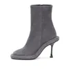 Nouvelle mode talons aiguilles rétro Style européen et américain côté fermeture éclair Denim bottes courtes plate-forme chaussures pour les femmes