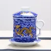 Verres à vin Quatre ensembles de tasses à thé filtrées en céramique et décor de ferme à boire Décoration de chambre Gaiwan Porcelaine bleue 230414