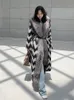 Women's Fur Faux OFTBUY Real Coat Winter Jacket Women Wool Blends Plaid Silver Collar Tweed XLong Slim Belt Warm 231115