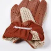 Перчатки с пятью пальцами, модные перчатки для вождения, перчатки из натуральной овчины, мужские теплые вязаные варежки S2203 231115