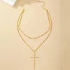 Hanger Kettingen Boho Fashion Goud Kleur Eenvoudige Multi-layer Ketting Voor Vrouwen Vintage Vrouwelijke Mannen Groot Kruis Punk Sieraden Gift